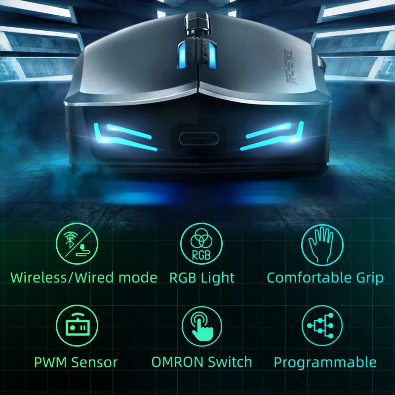 Machenike M7 беспроводная мышь игровая OMRON RGB подсветка программируемая