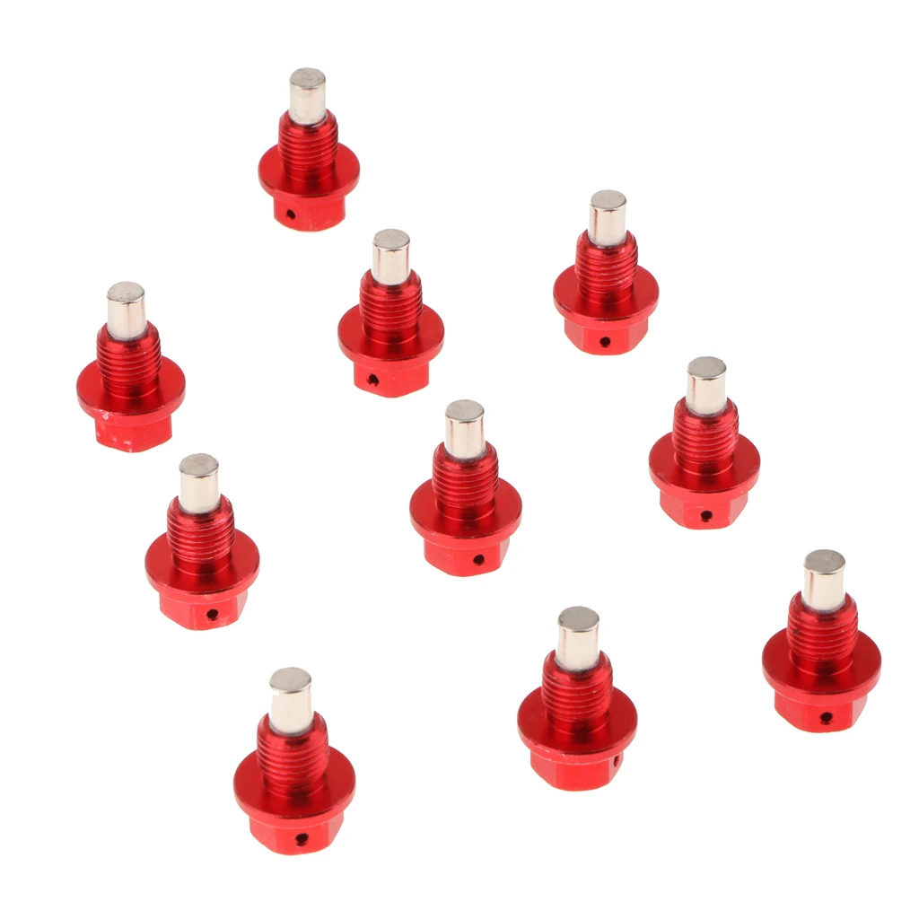 10pcs Red Magnetic Oil Drain Bolt Plug For Honda Dirt Pit Bike M12x1.5