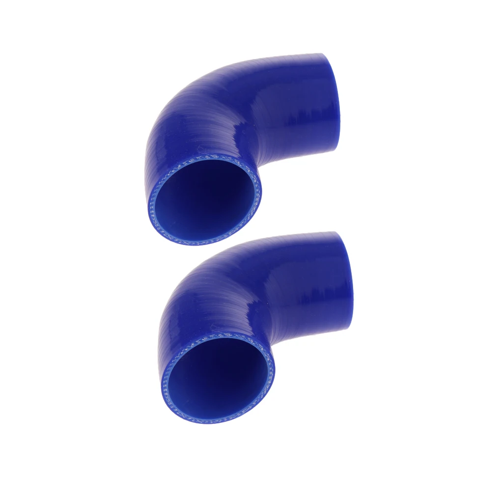 Set of 2 90 Degree 63mm Elbow Silicone Coupler Reducer Hose Intercooler Piping Blue