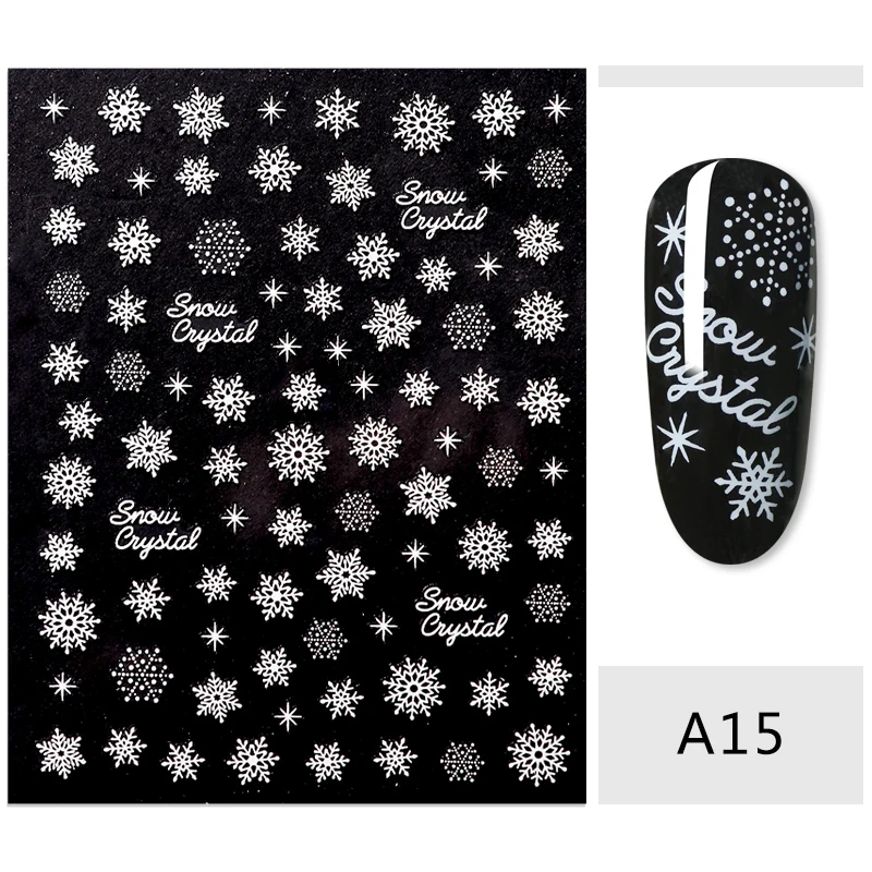 Смешанный дизайн, Рождественский стикер снежинки на ногти, 3D клей, маникюрный наконечник, Санта-лось, слайдер, Переводные картинки для ногтей - Цвет: S08257