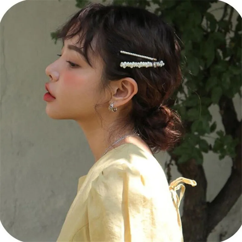 1PC Fashion Women Full Pearl Hair Clips Snap Barrette Stick Hairpins Hair Styling Tools Accessories Hairgrip Headdress Gift