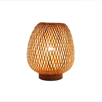 

Wicker Led Table Lamp Modern Pastoral Chinese Bamboo Desk Light for Foyer Bed Room Bar Apartment Decor Hand Knitted Light 1911