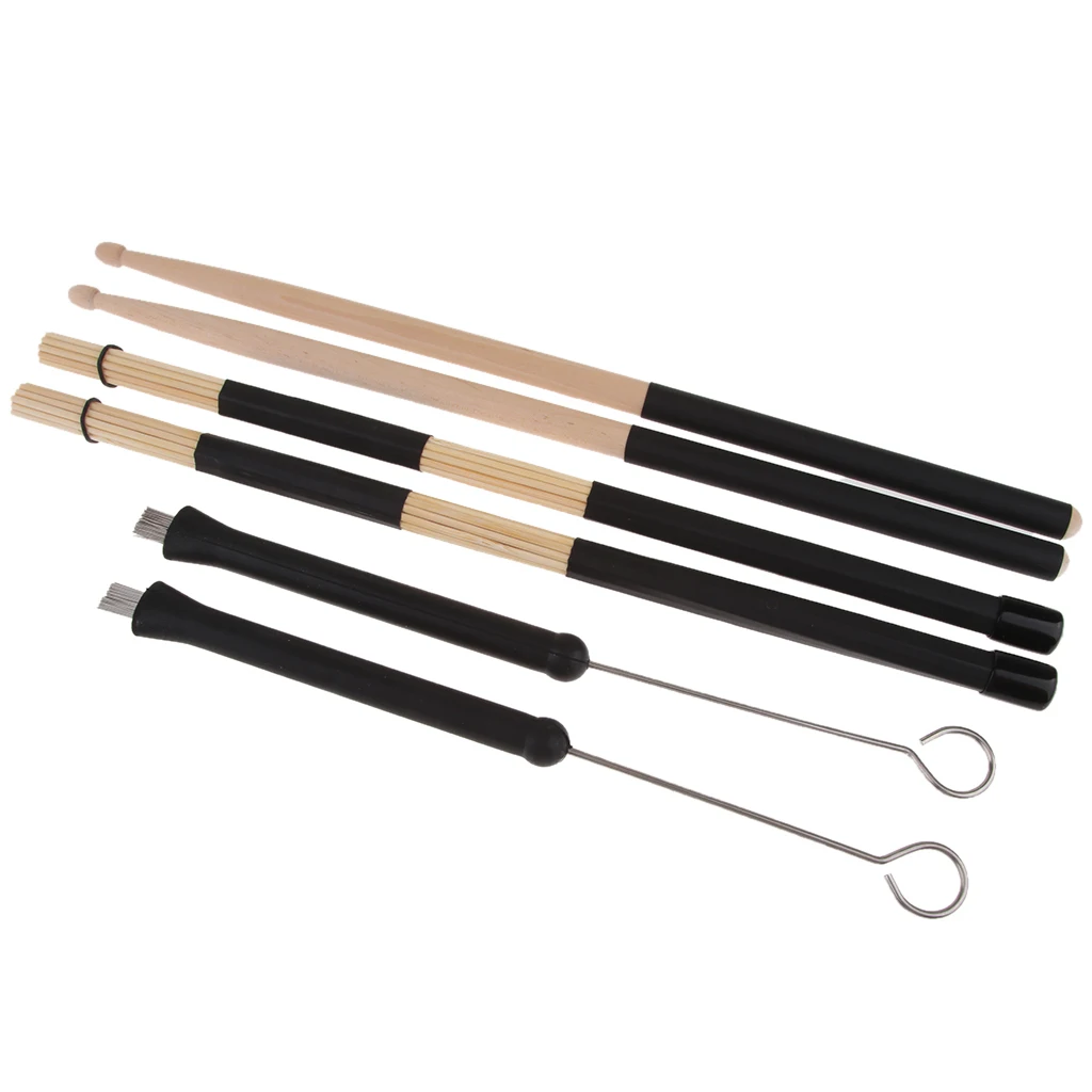 

6pcs Drum Brushes Drumsticks with Storage Bag for Drum Set Kit Parts