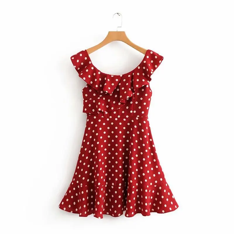 

2018 Western Style Spring And Summer Women's Dress New Style Flounced Dotted Dress