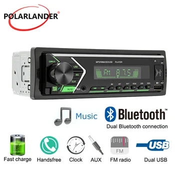 

1 Din 12V MP3 Car Radio Card Remote Control 2 RCA Outputs Audio Source Copy Dual Bluetooth Hands-free 4.0 TF FM 2SUD 12V 60Wx4