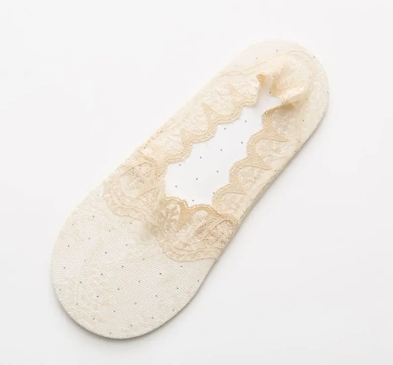 Spring And Summer New Style Lace No-show Socks Women's Japanese-style Solid Color Thin Anti-slip Low Top Low-Cut Hidden Soc