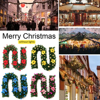 

Christmas Garland 2.7 M Christmas LED Rattan Garland Decorative Green Artificial Xmas Tree Rattan Banner Decoration