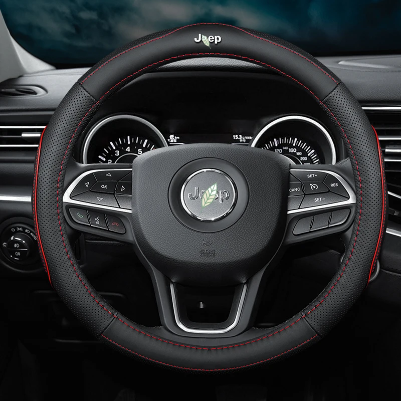 Чехол на руль из натуральной кожи для Jeep Patriot Renegade Wrangler Compass Grand Cherokee | Автомобили и