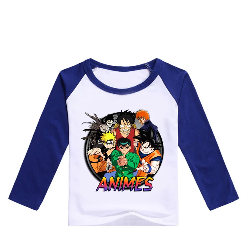 Модная Повседневная футболка с принтом Dragon Ball Z Goku для детей от 2 до 16 лет Одежда для мальчиков в стиле Харадзюку забавная футболка Топы с длинными рукавами для девочек в стиле аниме