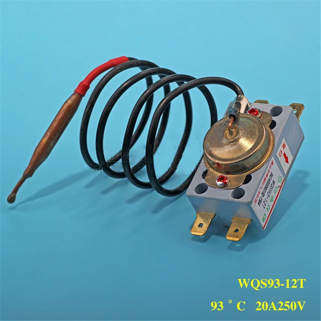 WQS93-12T Thermostat 20A Manual Reset Electric Water Heater 4plug  Temperature Limiter Control Switch With with 93℃ Probe - AliExpress