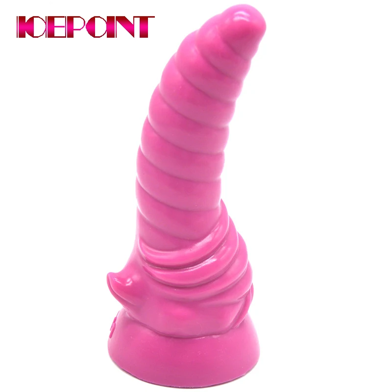 Horn Silicone Anal Plug Realistic Dildo Spiral UP Mixup Butt Stimulate G-spot Sexy Toys For Adult With Sunction Cup