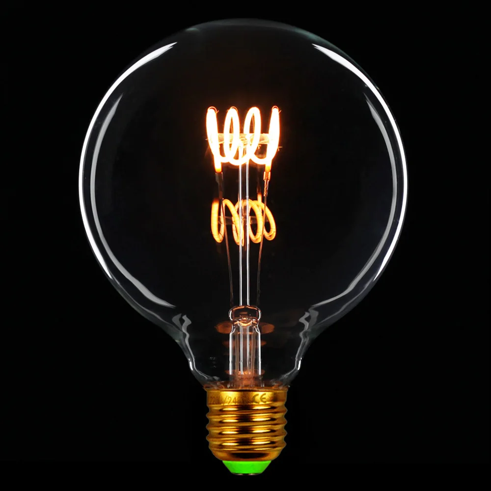 

TIANFAN Edison Bulbs G125 Globe Led Bulb Vintage Quad Loop Filament 4W Dimmable Decorative Pendant Table Lamp Light Bulb