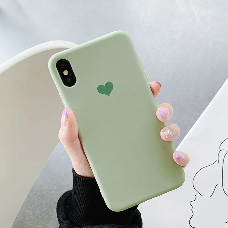 

Free shipping Cute Soft Phone Case For iphone 6 6S 7 8 Plus X XS Max XR Cases Simple Love Heart Pattern Silicone TPU Back Cover