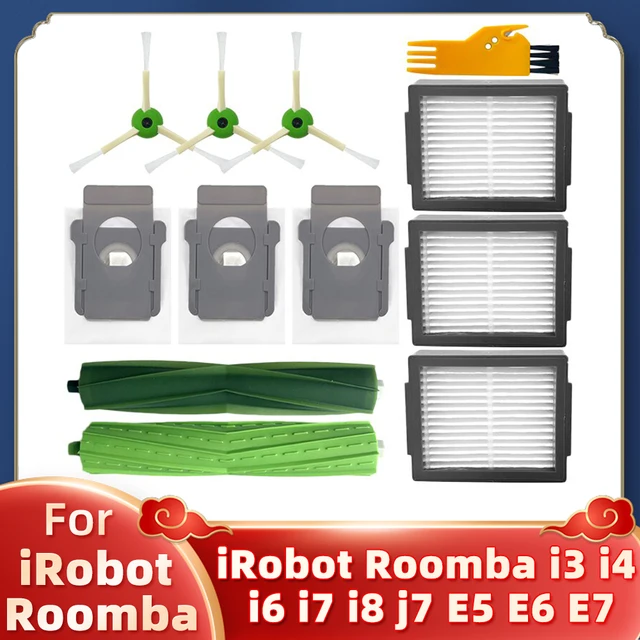 For iRobot Roomba i3 i4 i6 i7 i8 j7 E5 E6 E7 Robot Vacuum Cleaner Spare Parts Accessories Main Side Brush Hepa Filter Dust Bag Set 2