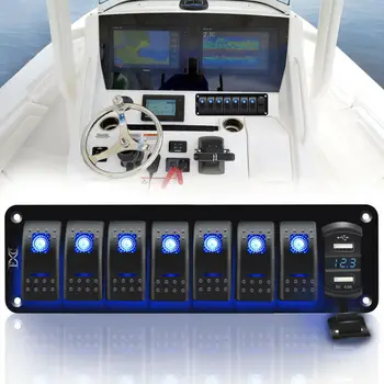

8-Gang Car Auto Boat Marine LED Rocker Switch Panel Circuit Breaker Waterproof Rocker Switch Panel