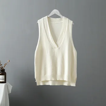 

2020 women Classic wild V-neck sweater vest spring Korean women's knitted pullover sweater