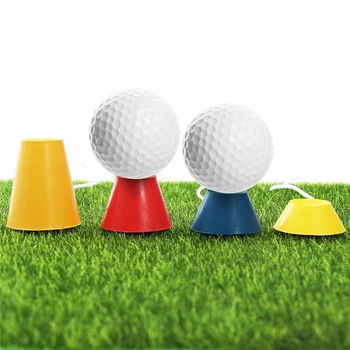 

4Pcs Different Heights Rubber Jumbo Golf Tees with Rope Golf Ball Holder Drop Ship