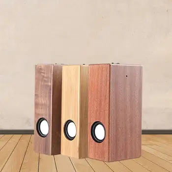 

New Wooden Induction Speaker Mobile Phone Wireless mini Retro Computer Speaker Built-in Large Battery Support SD