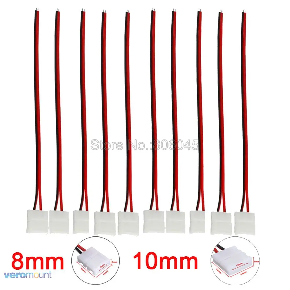 Разъем для светодиодной ленты 8 мм 10 2 контакта не требует освещения одноцветной