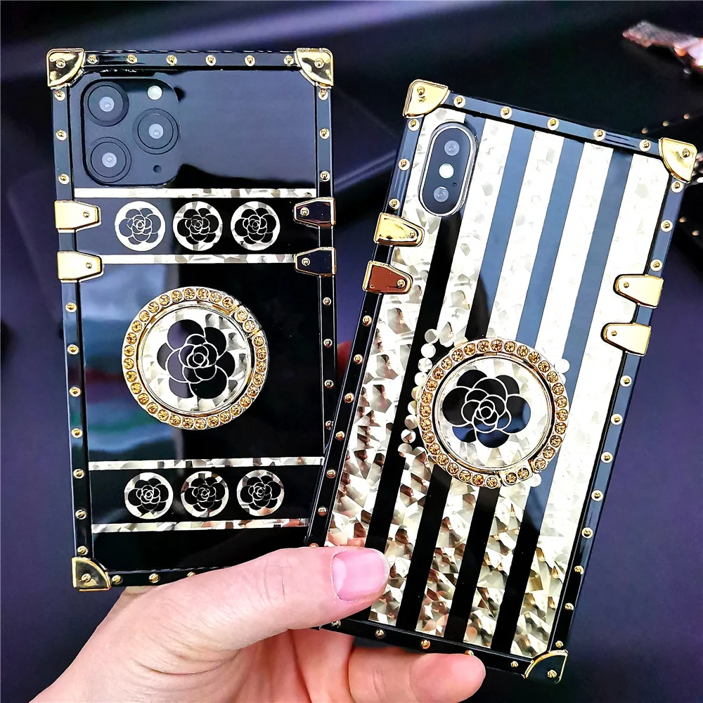 Luxury Glitter Metal Square Phone Cases Iphone