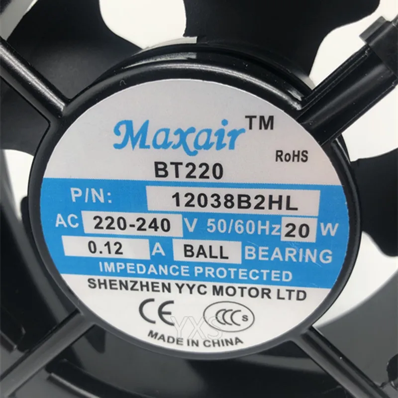 BT220 PN12038B2HL AC 220 V-240 V 20W 0.12A 12 см 12038 120*120*38 мм двойной шарикоподшипник Вентилятор охлаждения