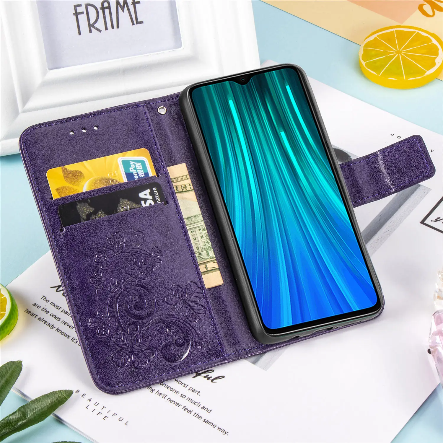 Чехол с откидной крышкой для Xiaomi Redmi Note 8 Pro 8A Note 2 9SE Play Max2 3 2A CC9e A3 9Lite чехол с четырехлистным клевером