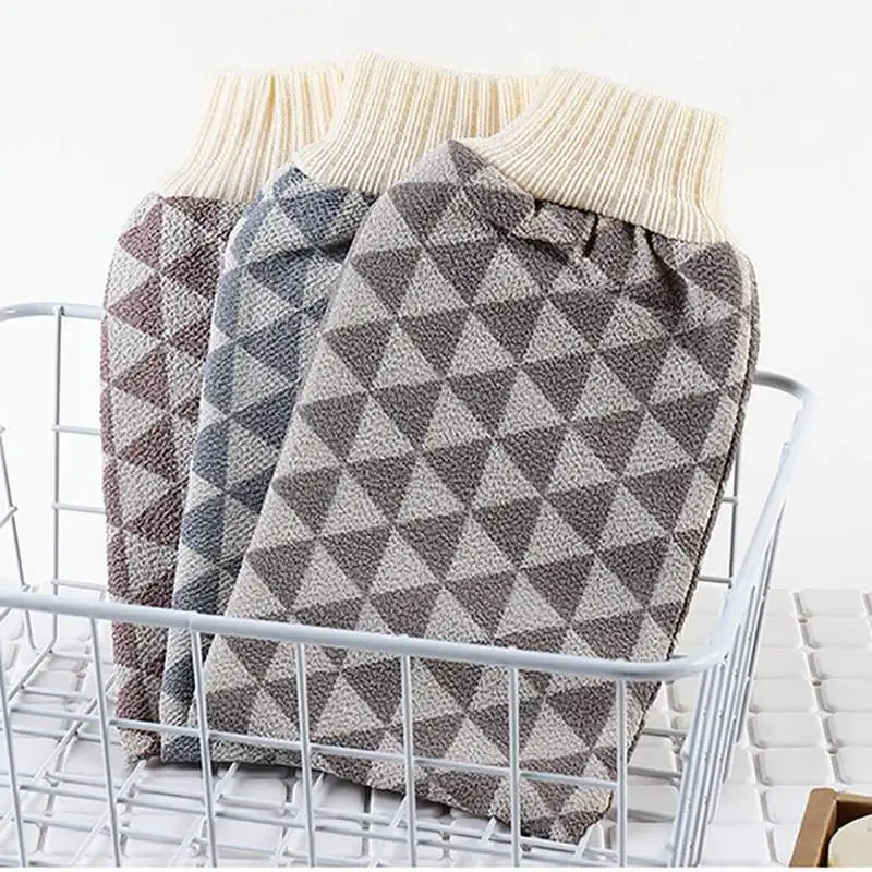 Bathroom Bath Gloves Brush Massage with Geometry Printing Body Wash Glove Dead Skin Remover Spa Towel Shower Accessory