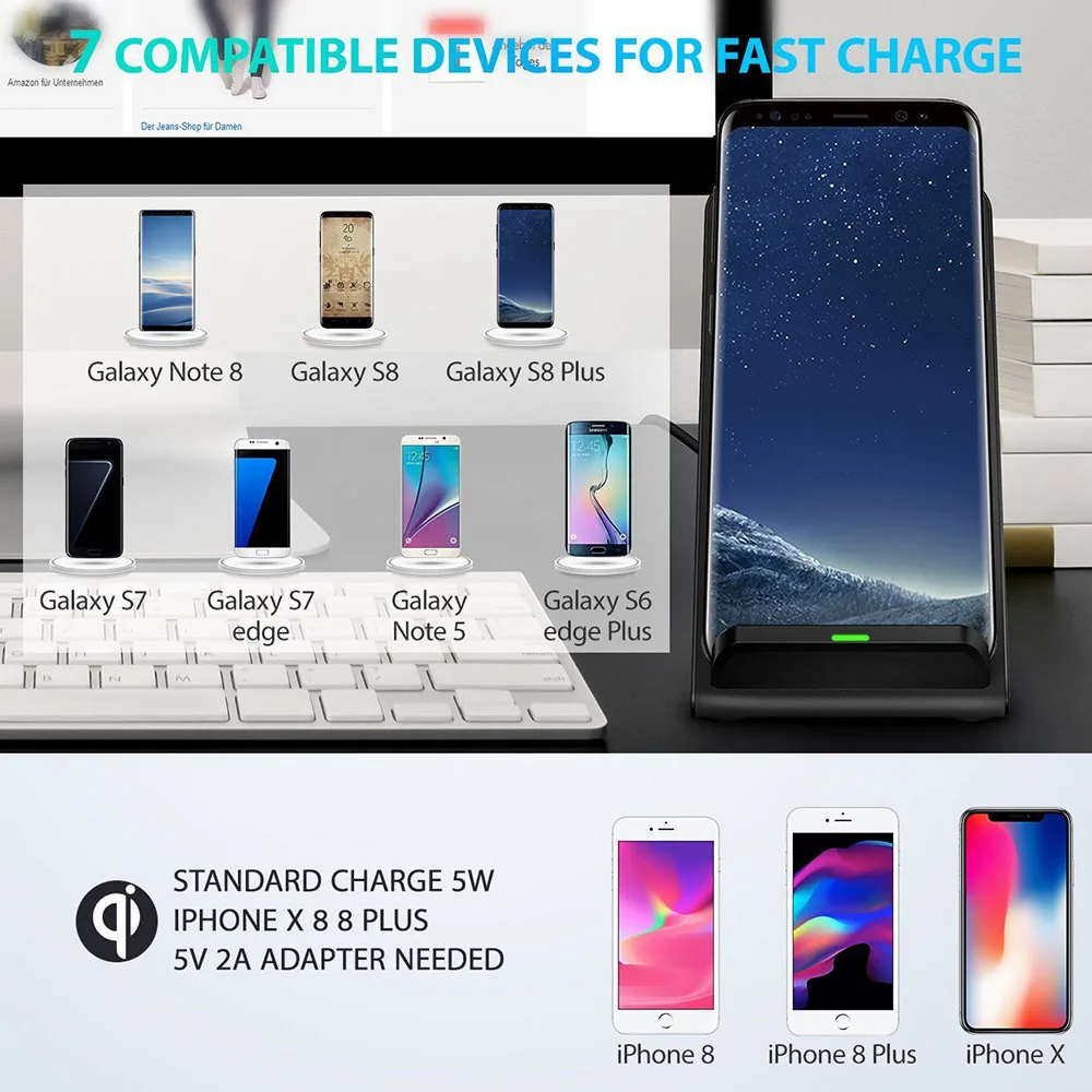 Беспроводное зарядное устройство Qi 10 Вт для iPhone XS Max XR X 8 Samsung note 9 Xiaomi mix 2s док