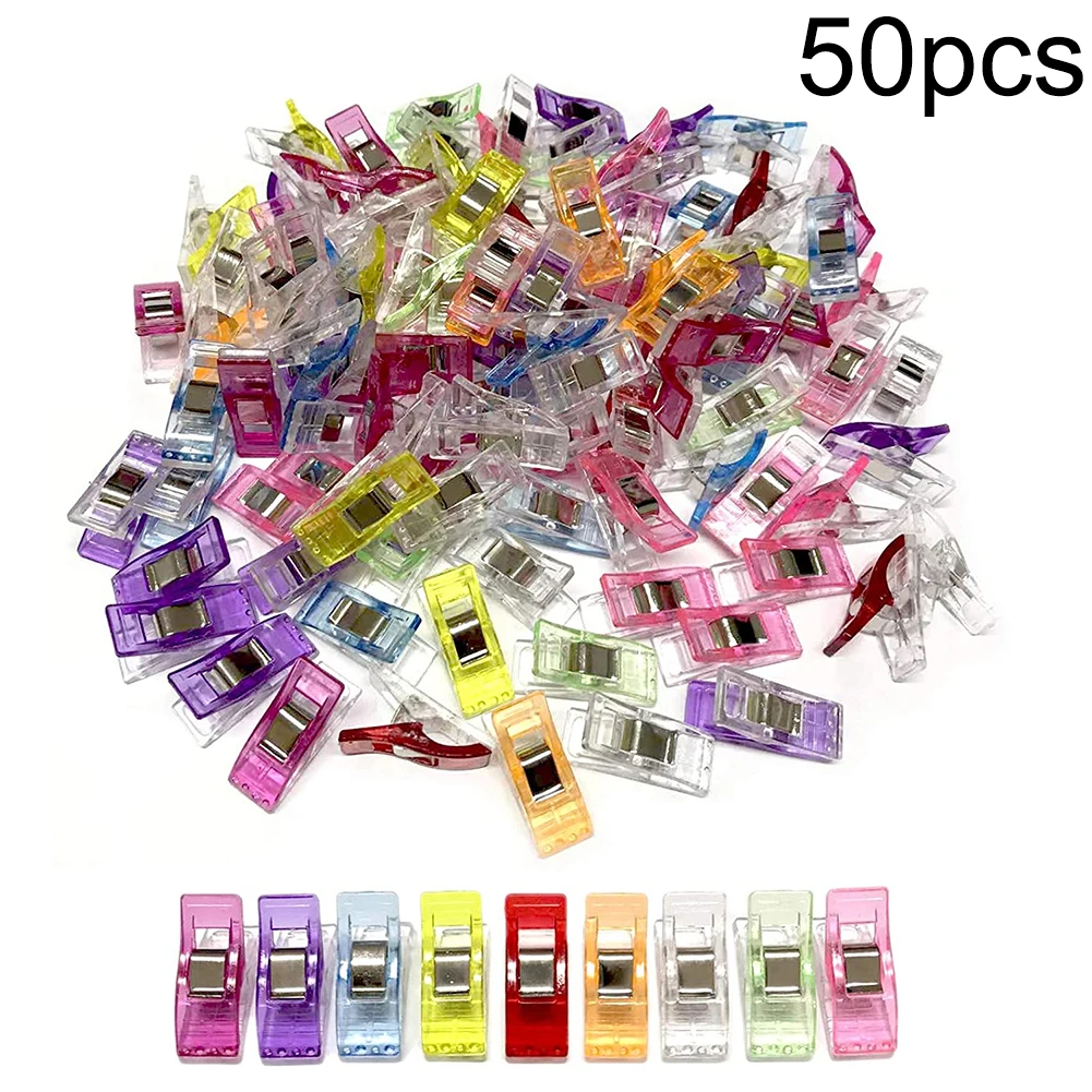 50PCS Sewing Clips Clear High Grade Sewing Craft Quilt Binding Plastic