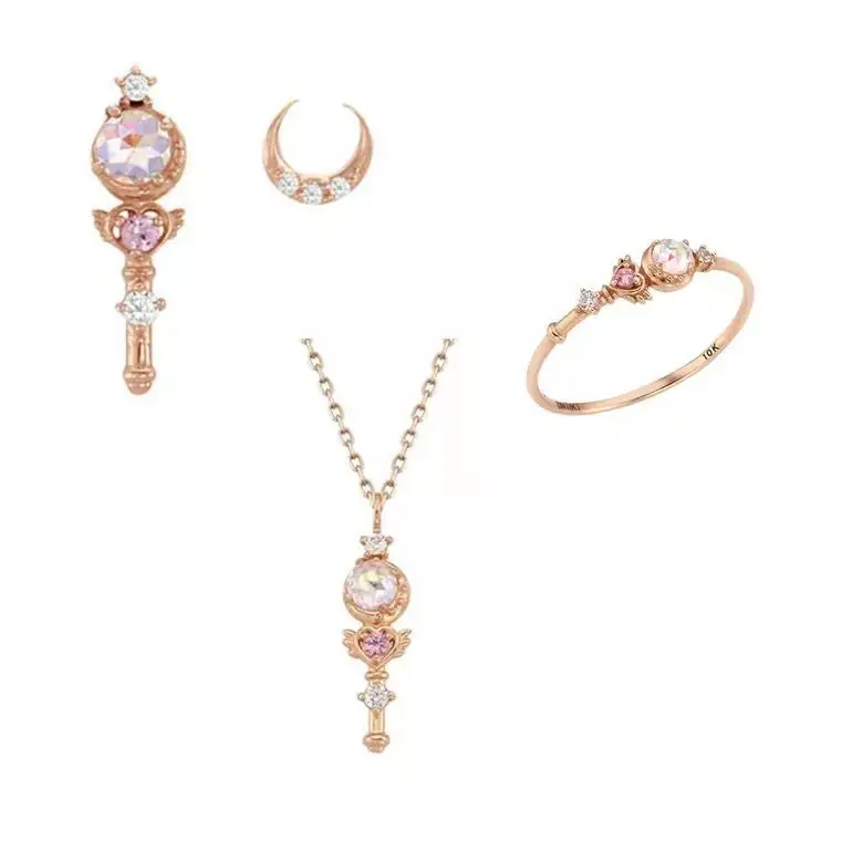 

Silver Moon Pendant Tsukino Usagi Heart Shaped Jewelry Moonlight Necklace Minako Aino S925 Sliver Ring Beautiful Girl