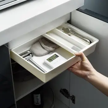 

1Pc Hidden Desk Bottom Storage Box Office Table Bottom Organizer Sundries Stationery Holder Creative Drawer Under Table