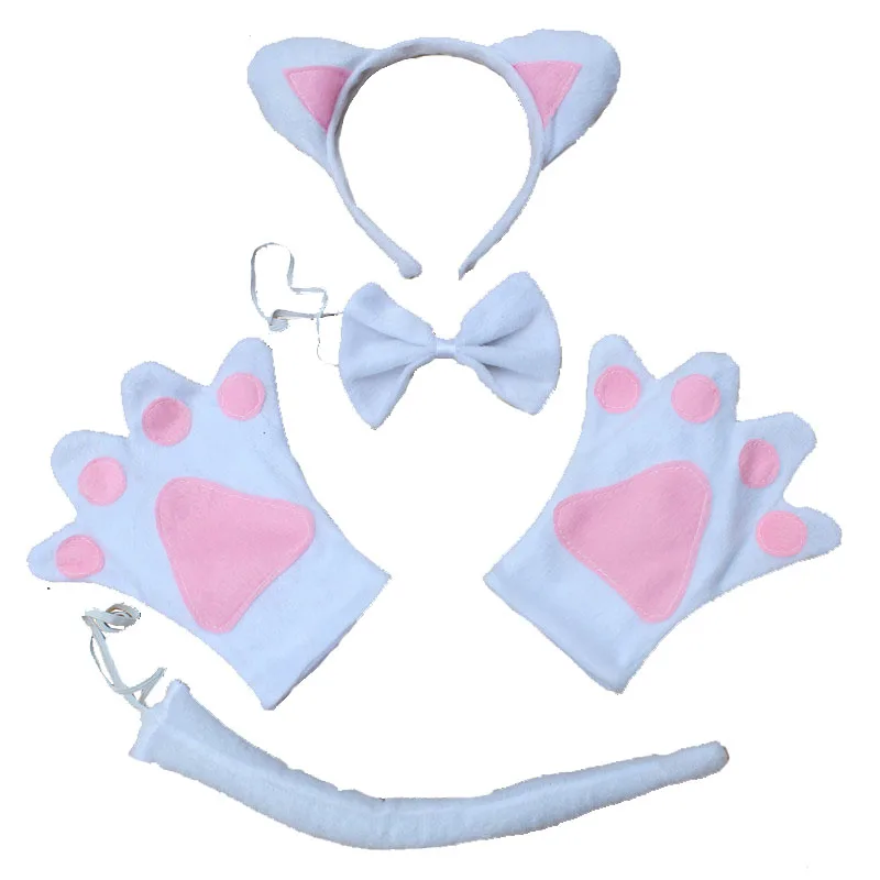 Costume Set Kid Halloween party cosplay cat ear headband hairband gloves performance stage dance wear
