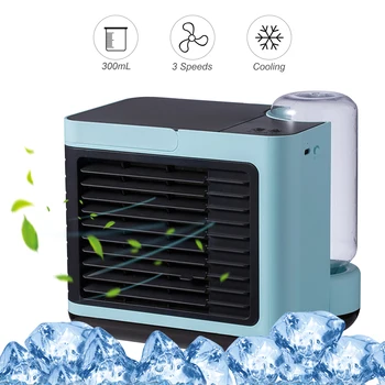 

Desktop Air Conditioner Fan with LED Light USB 3 Speeds Quiet Air Cooler Fan with 300mL Water Tank for Home Room Office