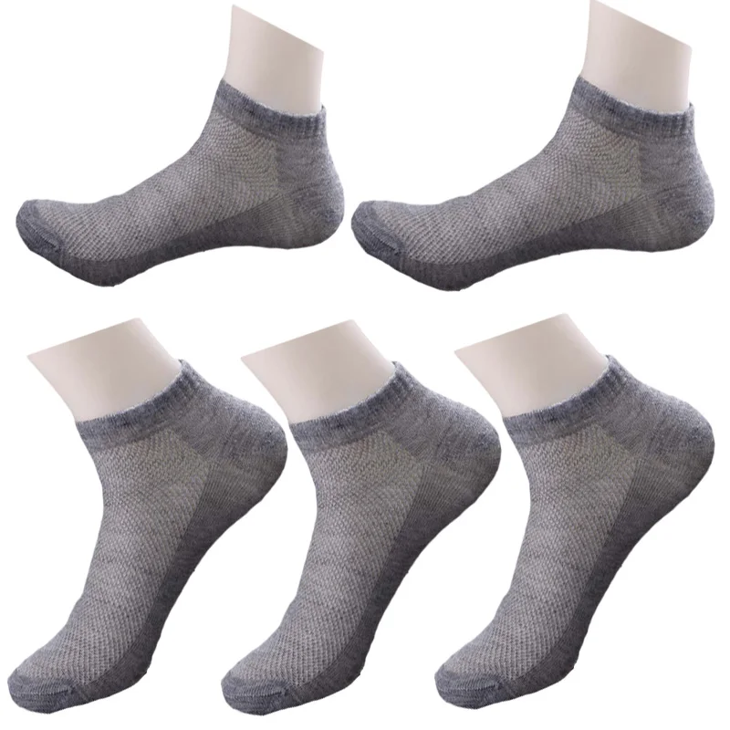 gray 10 шт. = 5 пар мужские невидимые модные деловые летние осенние зимние белые черные дышащие тонкие мужские носки-лодочки хит - Цвет: gray