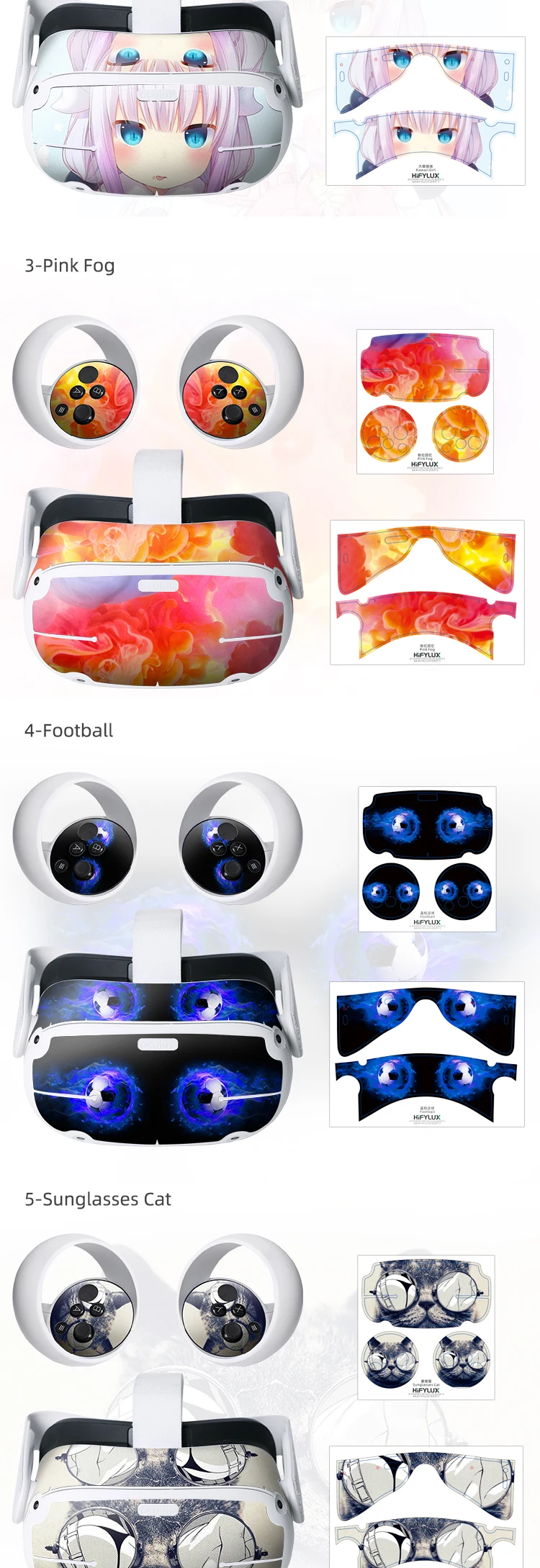 PVC Carton Skin Sticker for Oculus Quest 2 Headset Virtual Reality Decoration Decals Protective Skin