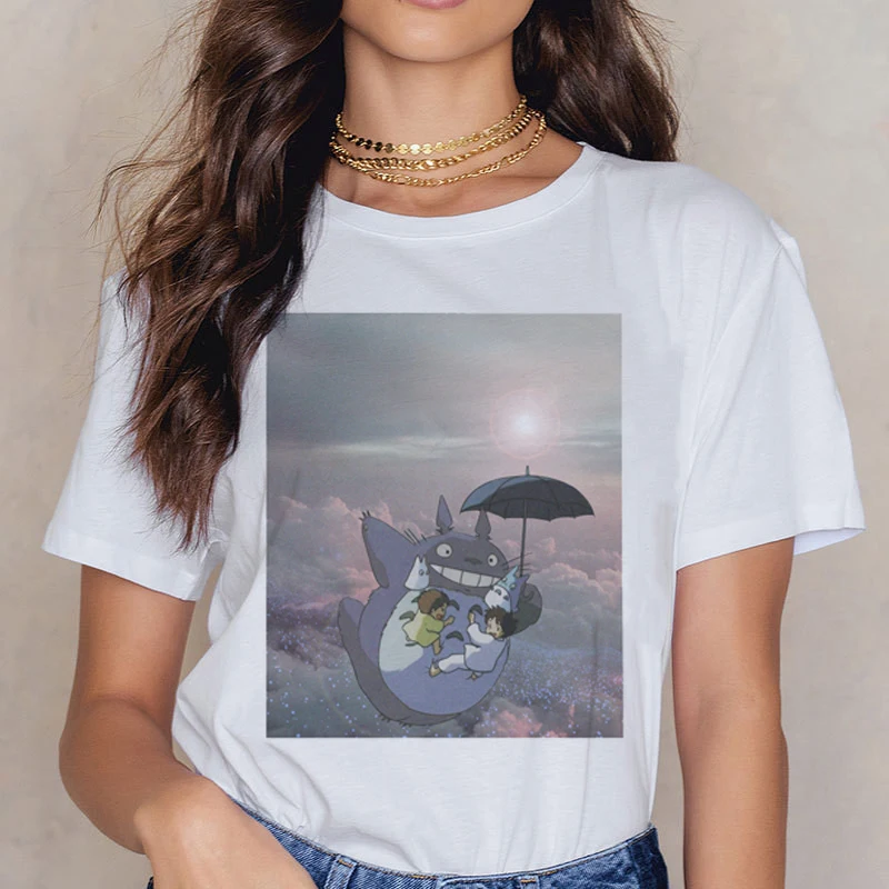 8412 Новая футболка Totoro Studio Ghibli, Женская Футболка Harajuku Ullzang, модная футболка 90s с аниме, футболки с забавными рисунками, женские футболки - Цвет: 8412