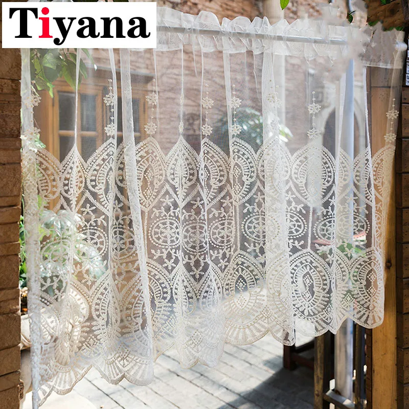 

Tulle Curtains for Living Room Short Kithchen Cafe Beige Yarn Window Treatment Romantic Wedding Curtain Draperies P022X