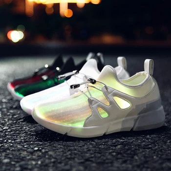 

White Black Fashion USB Charger Glowing Light up Sneakers Led Children Lighting Shoes Boys Girls illuminated Luminous Sneaker