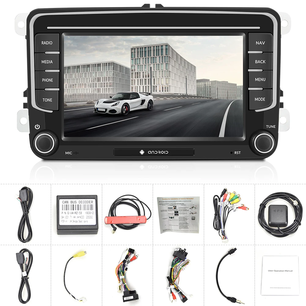  Podofo 2 Din Android 9.0 Auto Radio Stereo 7 ''GPS Multimedia-Player Für VW Passat Golf MK5 6 Jetta