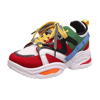 

Women Chunky Sneakers 2020 Fashion Platform Sneakers Ladies Brand Casual Shoes For Woman Leather Sports Basket Femme Shoes