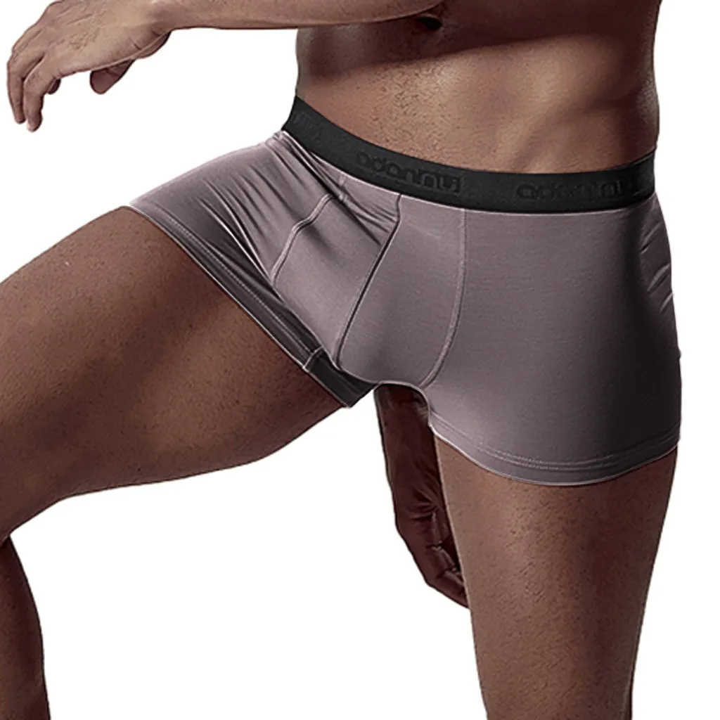 Male Underwear Elastic Wide Belt Men Underpant Solid Cotton Panties Model Boxer Sexy Plus Size Boxer#4
