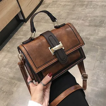 

Vintage Brown Pu Leather Shoulder Bags For Women Fashion Designer Handbags Totes Purses New 2020 Lady Casual Crossbody Bag Strap