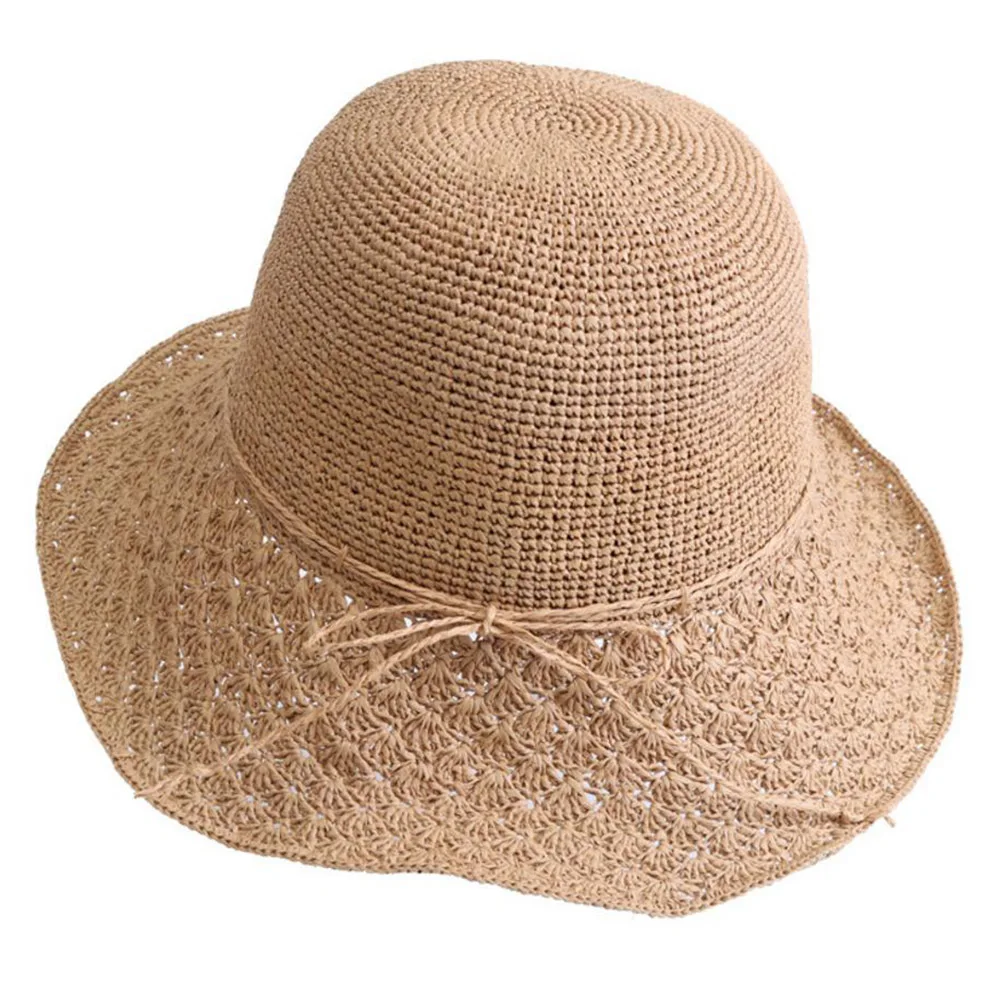 

Соломенная шляпа ручной работы для женщин, корейский стиль, летняя уличная шляпа от солнца, для пляжа, для берега, складная, повседневная, для защиты от солнца, H7374
