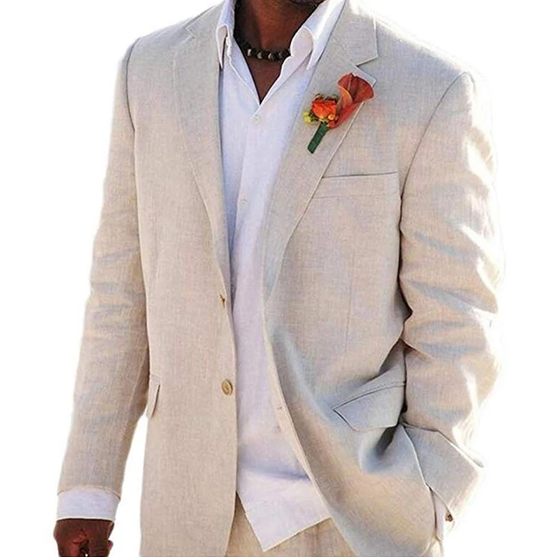 Abiti da uomo in lino Beige per matrimonio estivo da spiaggia Set da 2  pezzi cappotto italiano giacca con pantaloni smoking da sposo su misura  moda maschile|Suits| - AliExpress
