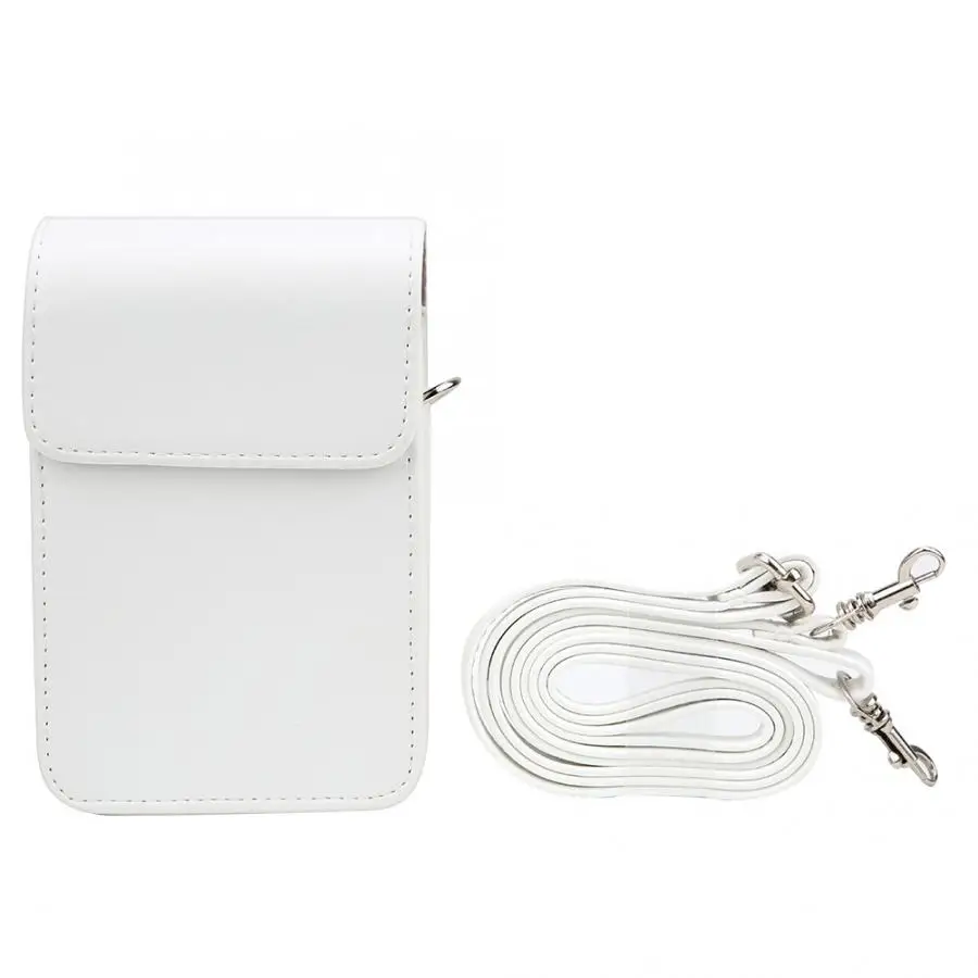 PU Leather Streamer Drawing Camera Portable Bag Case Protective Pouch Cover with Shoulder Strap For Instax mini LiPlay camera - Color: White