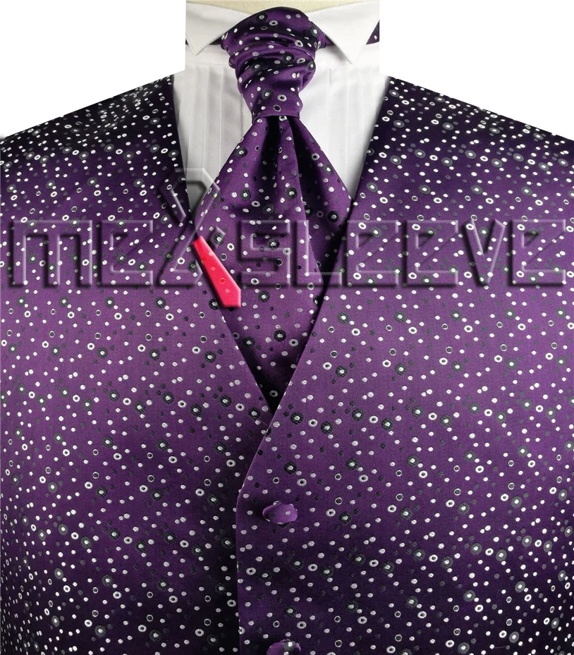 Модный классический мужской жилет+ галстук+ носовой платок - Цвет: purple