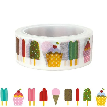 

1 Pcs Kawaii Cartoon Ice Cream Popsicle Washi Tape Single Sided Decorative Paper Masking Scrapbook DIY Card Sticker Tape 15MM*5M
