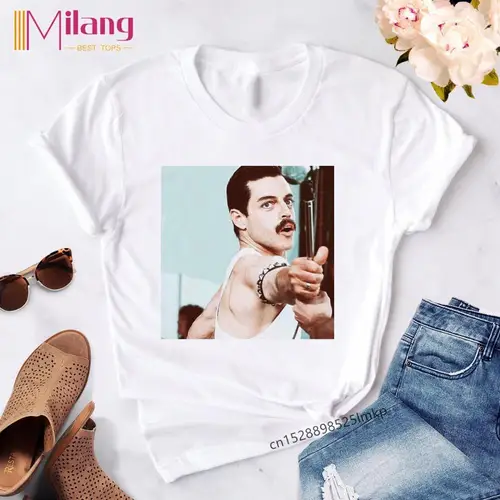 여성용 프레디 머큐리 티셔츠, 퀸 밴드, 블랙 티셔츠, 여성용 반팔 티, 락 의류, 소녀 상의, 2020 여름 4