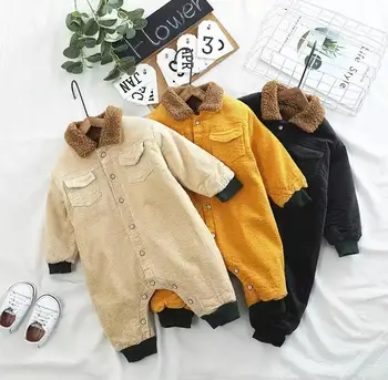 

2020 newest 0-3 Years Baby Romper Winter Corduroy Fleece Thicken Newborn Baby Boys and Girls Jumpsuit