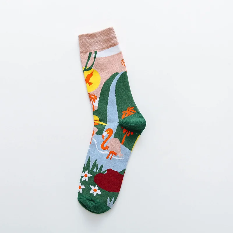 Мода «унисекс»; Симпатичные носки с мультяшным рисунком; узорчатые носки хлопок Для мужчин Для женщин носки красочные носки осенние зимние длинные носки до колена 4 пар/компл